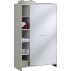 Armoire Bébé 2 Portes Bois Laqué Blanc Eco StripeL 113 X H 181 X P 53 Cm