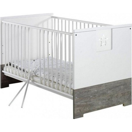 Lit Bébé 70x140 Cm Bois Laqué Blanc Et Gris Eco StarL 145 X H 85 X P 77 Cm