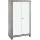 Armoire Bébé 2 Portes Bois Gris Et Blanc Nordic DriftwoodL 109 X H 189 X P 53 Cm