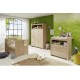 NC Olivia Sonoma Chambre Bébé Complete Lit 70x140 + Commode + Armoire Chene Naturel