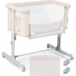 Lit Cododo Bébé 3 En 1 Avec Hauteur Réglable 5 Niveaux, Lit Berceau Inclinaison De 10° Avec Matelas Confortable