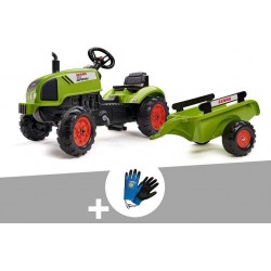 NC Tracteur Enfant Claas Arion 410 Avec Remorque 2 À 5 Ans Falk + Gants