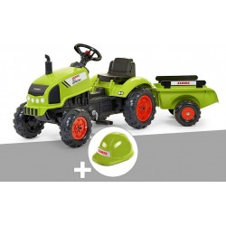 NC Tracteur Enfant Claas Arion 410 Avec Remorque 2 À 5 Ans Falk + Casque