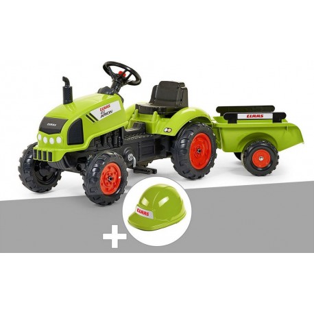 NC Tracteur Enfant Claas Arion 410 Avec Remorque 2 À 5 Ans Falk + Casque