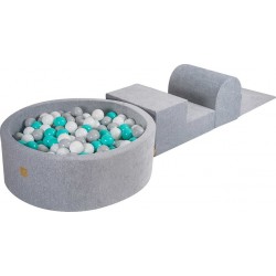 Aire De Jeu Mousse Avec Piscine À Balles Blanc/gris/turquoise W90cm