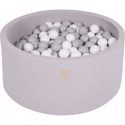 Clair Piscine À Balles, Coton, 90x40 Cm, 300 Pcs, Gris Gris/blanc