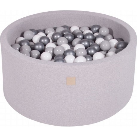 Clair Piscine À Balles, Coton, 90x40 Cm, 300 Pcs, Gris Blanc/gris/argenté