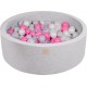 Clair Piscine À Balles, Coton, 90x30 Cm, 200 Pcs, Gris Transparent/rose Clair/blanc Perle/gris