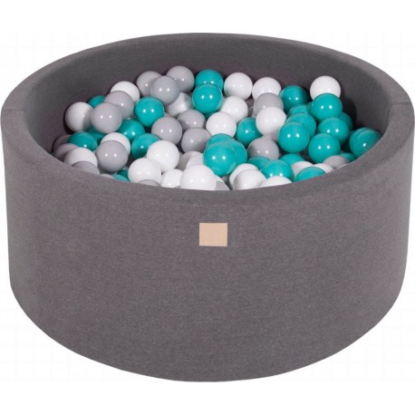 Piscine À Balles, Coton, 90x40 Cm, 300 Pcs, Gris Foncé Turquoise/gris/blanc