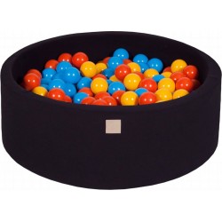 NC Piscine À Balles, Coton, 90x30 Cm, 200 Pcs, Noir Jaune/orange/bleu