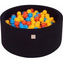 NC Piscine À Balles, Coton, 90x40 Cm, 300 Pcs, Noir Jaune/orange/bleu