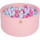 Clair Piscine À Balles, Coton, 90x40 Cm, 300 Pcs, Rose Menthe/bleu Clair/rose Clair/rose Pastel