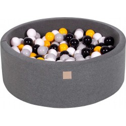 Piscine À Balles, Coton, 90x30 Cm, 200 Pcs, Gris Foncé Gris/blanc/noir/jaune