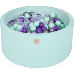 NC Piscine À Balles, Coton, 90x40 Cm, 300 Pcs, Menthe Menthe/transparente/argenté/violet