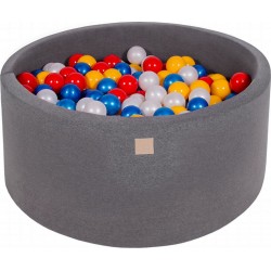 Piscine À Balles, Coton, 90x40 Cm, 300 Pcs, Gris Foncé Rouge/jaune/blanc Perlé/bleu Perlé