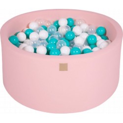 Clair Piscine À Balles, Coton, 90x40 Cm, 300 Pcs, Rose Blanc/transparente/turquoise