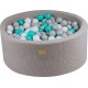 Piscine Ronde, Boucle Grise, 90x40 Cm, Boules Blanc/gris/turquoise