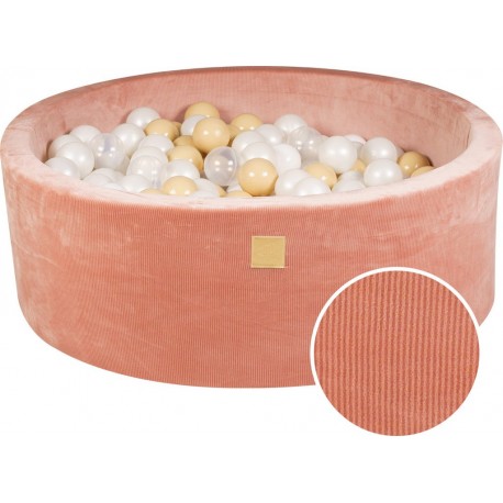 Ronde Piscine 90x30cm, Côtelé, Abricot Blanc Perle/beige/transparent