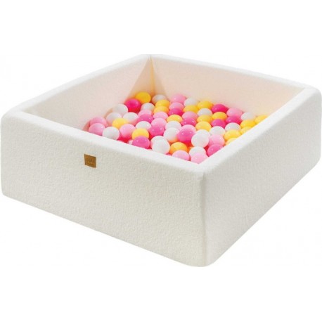 Clair Boucle Piscine À Balles Carrée Blanche Pour Enfant 90x90x40 Cm/200 Balles 7 Cm/rose Pastel/rose Clair/blanc/jaune Pastel