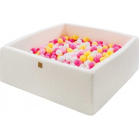 Clair Boucle Piscine À Balles Carrée Blanche Pour Enfant 110x110x40 Cm/ 400 Balles /rose Pastel/rose Clair/blanc/jaune Pastel