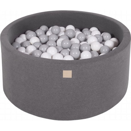 Piscine À Balles, Coton, 90x40 Cm, 300 Pcs, Gris Foncé Gris/blanc