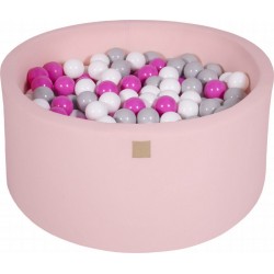 Clair Piscine À Balles, Coton, 90x40 Cm, 300 Pcs, Rose Rose Foncé/gris/blanc