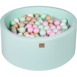 Piscine À Balles, Coton, 90x40 Cm, 300 Pcs, Menthe Rose Pastel/transparent/beige/blanc/menthe