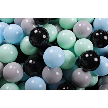 NC Ensemble De Boules En Plastique, 200 Pcs, Menthe/gris/bleu/noir