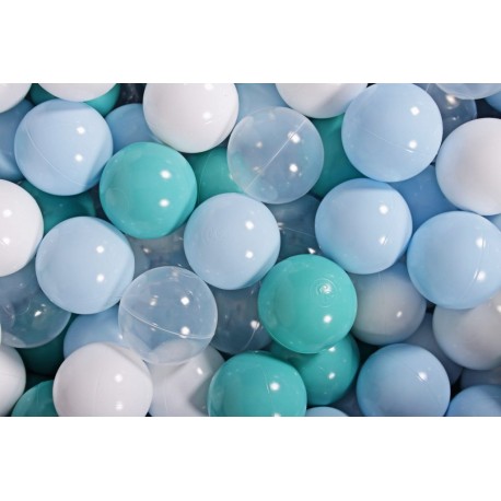 Ensemble De Boules En Plastique, 200 Pcs, Bleu Ciel/turquoise/transparent/blanc