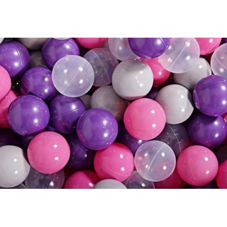 Clair Ensemble De Boules En Plastique, 200 Pcs, Violet/rose Clair/gris/transparent