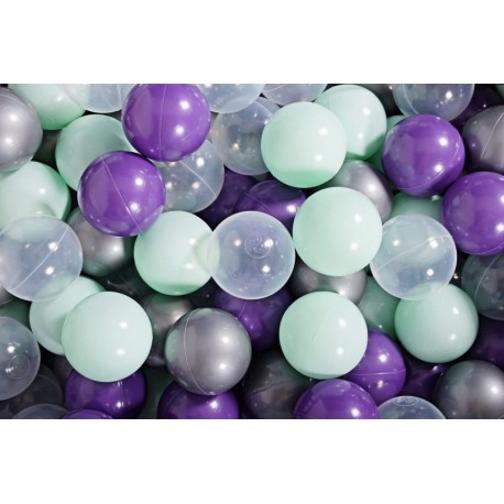 Clair Ensemble De Boules En Plastique, 300 Pcs, Violet/rose Clair/gris/transparent