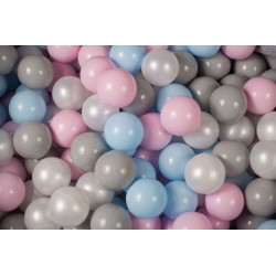 NC Ensemble De Boules En Plastique, 50 Pcs, Bleu Ciel/rose Pastel/perle/gris