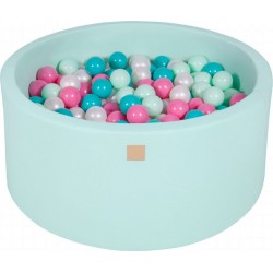 Clair Piscine À Balles, Coton, 90x40 Cm, 300 Pcs, Menthe Blanc Perlé/turquoise/rose Clair/menthe