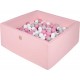 Clair Piscine À Balles, Carré, Coton, 90x90x40cm, 300 Pcs, Rose Pastel Gris/blanc/rose Clair