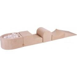 Aire De Jeux En Mousse Avec Piscine À Balles, Velvet, Écru Blanc/transparent, 100 Pcs