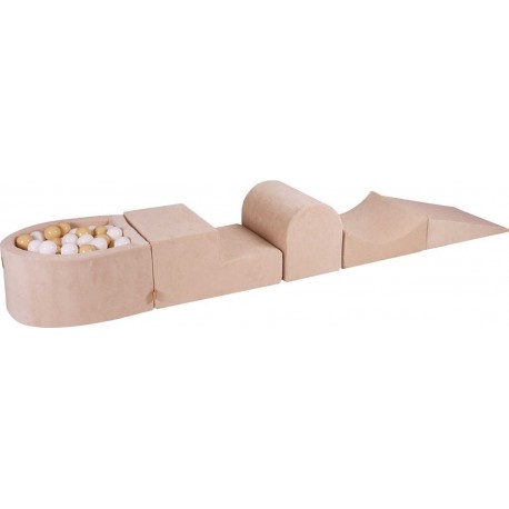 Aire De Jeux En Mousse Avec Piscine À Balles, Velvet, Écru Beige/blanc, 100 Pcs