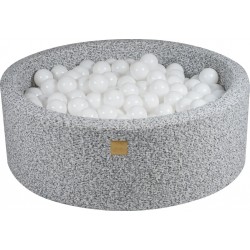 Piscine Sèche Ronde 90x30cm/200 Balles, Boucle, Gris Chiné Blanc