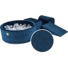 NC Ensemble De Jeu En Mousse Avec Piscine À Balles 200 Balles 7cm, Velours Côtelé, Bleu Mer, Boules Transparent, Argent