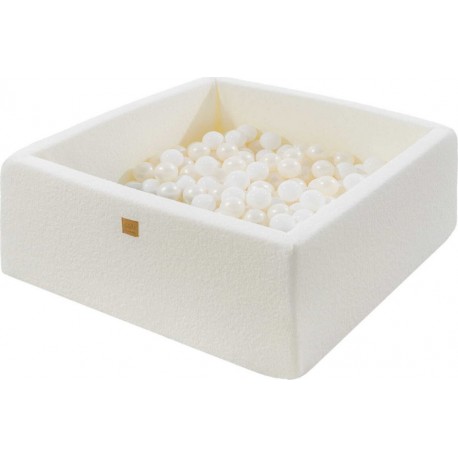 Boucle Piscine À Balles Carrée Blanche Pour Enfant 90x90x40 Cm/ 200 Balles 7 Cm/ Blanc/ Nacré