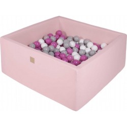 Piscine Balles Pour Bébé Carré 110x110x40cm/400 Balles 7cm, Coton, Rose Pastel Gris/blanc/rose Foncé