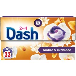 DASH Capsules Lessive tout en 1 Détergent Ambre et Orchidée 33 capsules