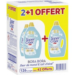 SUPER CROIX Lessive Liquide Bora Bora Fleur de Monoï et Lait d'Aloé Vera lot de 3 bidons de 5.67L