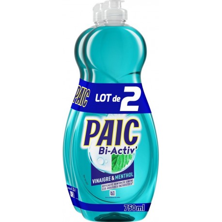 PAIC Liquide Vaisselle Vinaigre et Menthol Bi-Activ' lot de 2 bouteilles de 750ml