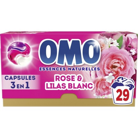 OMO Capsule Lessive à la Rose & Lilas Blanc 29 capsules