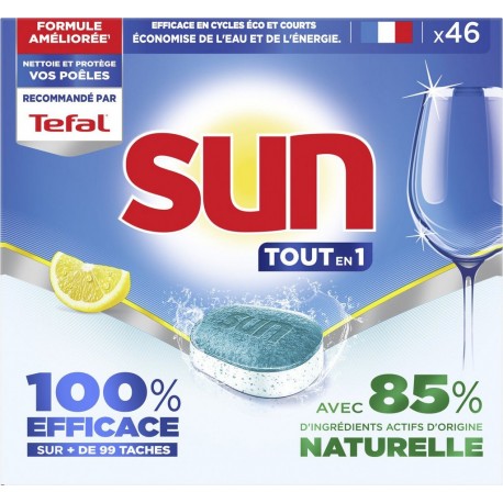 SUN Capsules Lave Vaisselle tout en 1 au Citron 46 capsules