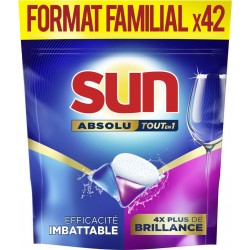 SUN Tablette Lave-Vaisselle Extra Brillance Absolu Tout En 1 42 capsules