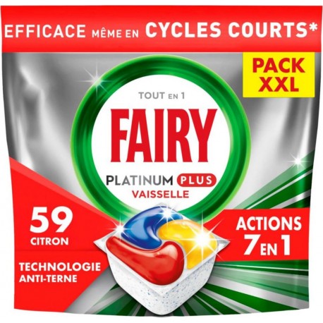 FAIRY Capsules Lave Vaisselles Tout en 1 Platinum plus au Citron 59 capsules