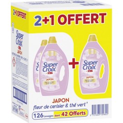 SUPER CROIT X.TRA Lessive Liquide Japon Fleur de Cerisier et Thé Vert lot de 3 bidons de 5.67L