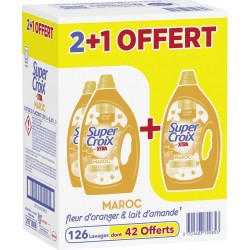 SUPER CROIX Lessive Liquide Maroc Fleur d'Oranger et Lait d'Amande X.TRA lot de 3 bidons de 5.67L