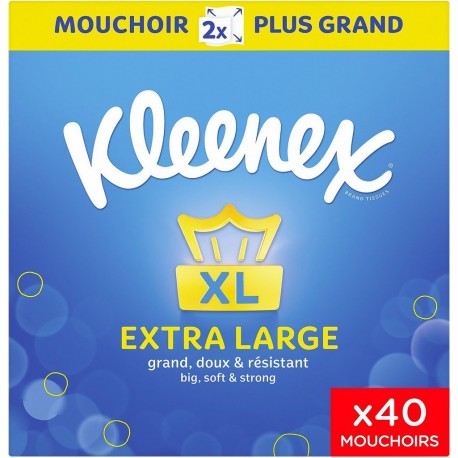 XL KLEENEX Boite de Mouchoirs Extra Large Original XL carré KLEENEX 40 mouchoirs